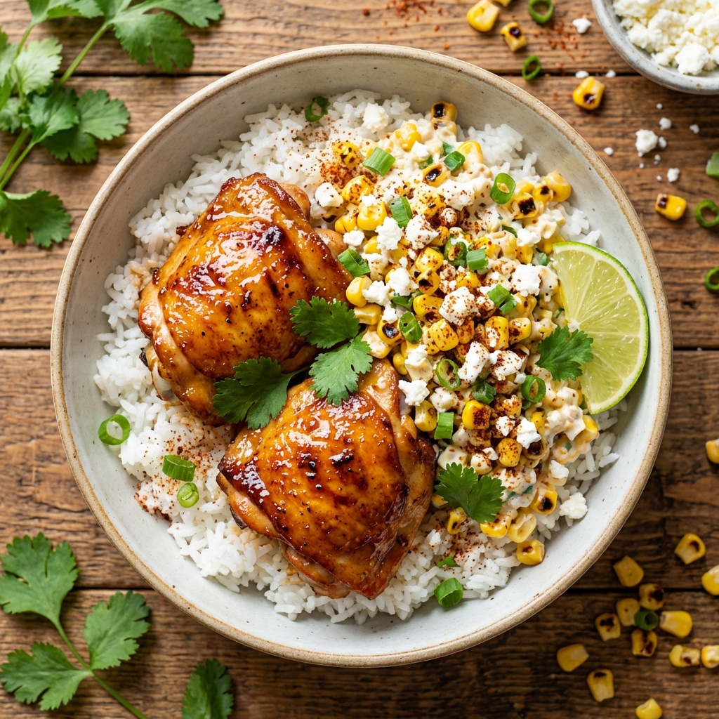 Street Corn Chicken Rice Bowls